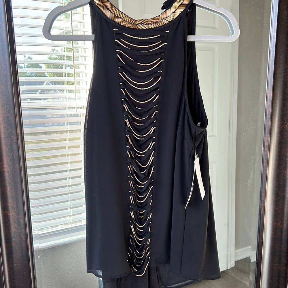 New XOXO Black Gold Beaded Tank Top